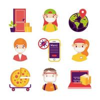 bundle of delivery set icons vector