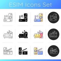 Broadcasting services icons set vector