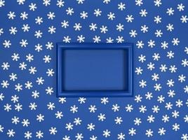 Frame and snowflakes confetti on navy background. photo