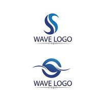 Aplicación de iconos de plantilla de logotipo y símbolos de playa de olas y agua azul vector