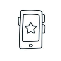 smartphone with star independence day line vector