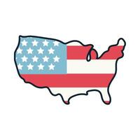 usa map with flag line and fill style vector