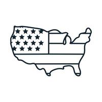 usa map with flag line style vector