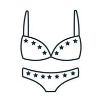 female swimsuit with stars independence day line style vector