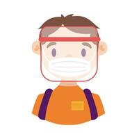 delivery worker using face mask detailed style vector