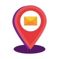 Ubicación del pin con estilo detallado de correo de sobre vector