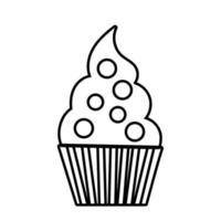 icono de estilo de línea de cupcake dulce vector