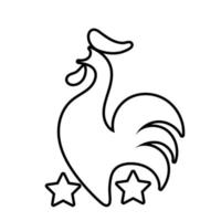 icono de estilo de línea de aves de granja de gallo vector