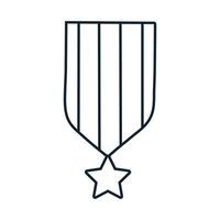 medal with ribbon and star line style vector