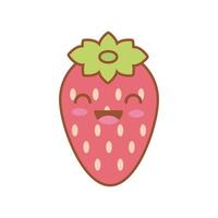 strawberry fruit kawaii line and fill style vector