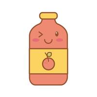 orange juice in bottle kawaii line and fill style vector