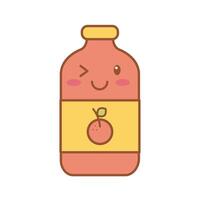 jugo de naranja en botella línea kawaii y estilo de relleno vector