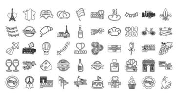 bundle of bastille day icons vector