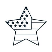 star with usa flag line style icon vector