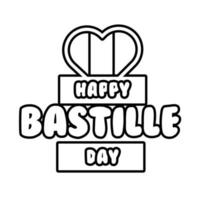 bastille day lettering line style vector