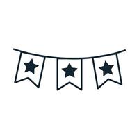 garlands with stars 4 de july line style vector