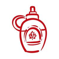 bottle jar with maple leaf canadian hand draw style vector