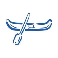 icono de estilo de dibujo de mano de barco de kayak vector