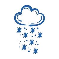 nube con copos de nieve icono de estilo de dibujo a mano vector