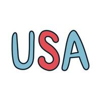 usa lettering independence day line and fill vector