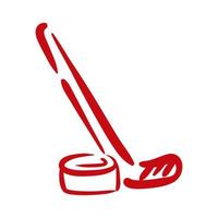 hockey club and disk hand draw style icon vector