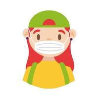 female delivery worker using face mask detailed style vector
