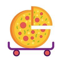pizza in skateboard detailed style vector