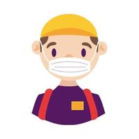 delivery worker using face mask detailed style vector