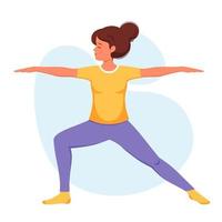 mujer practicando yoga estilo de vida saludable relajarse meditación vector
