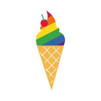 ice cream with gay pride flag hand draw style vector