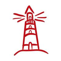 lighthouse maritime hand draw style icon vector