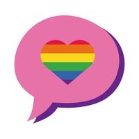 speech bubble with heart gay pride hand draw style vector