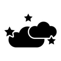 nubes con icono de estilo de línea de estrellas vector