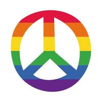 peace symbol with gay pride flag hand draw style vector