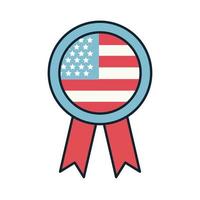 medal with usa flag line and fill style icon vector