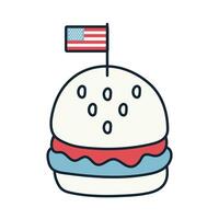 hamburger with usa flag line and fill style vector