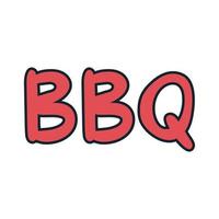 bbq word lettering line and fill style vector