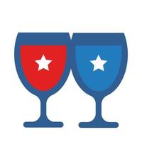 cups with stars independence day flat style vector