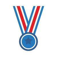 medal with ribbon and star flat style vector