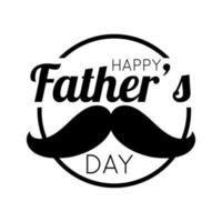 happy fathers day seal with mustache line style vector