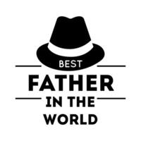 happy fathers day seal with hat line style vector