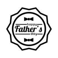 happy fathers day seal with bowtie line style icon vector