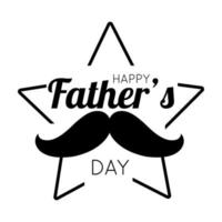 feliz día del padre sello con bigote y estilo de línea de estrella vector