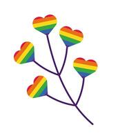 branch with hearts gay pride hand draw style vector