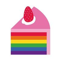 strawberry cake with gay pride flag hand draw style vector