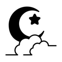 moon night with star line style icon vector