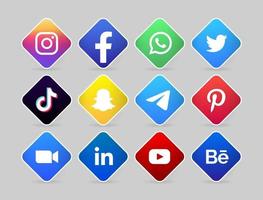 social media logo button with line vector