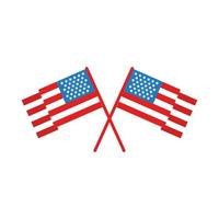 usa flags crossed flat style icon vector