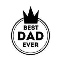 happy fathers day seal with king crown line style vector