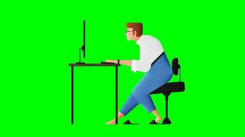 Cartoon Man working on computer video